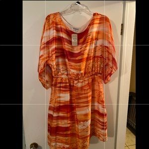 NBW ColdWater Creek Satin Coral/Orange Color Dress
